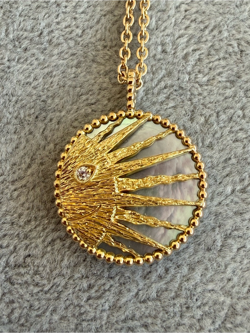DIOR Gold Sun & Moon Mother-of-Pearl / Onyx & Diamond Pendant Necklace